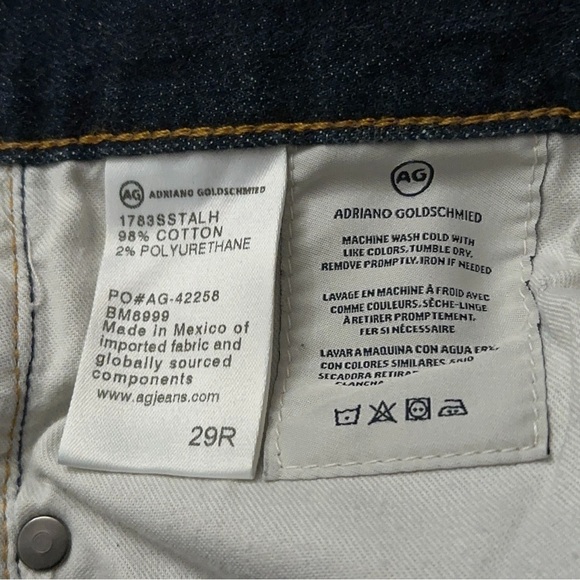Adriano Goldschmied AG Jeans Mens 29R Tellis Modern Slim Japanese Selvedge Blue - Picture 7 of 7